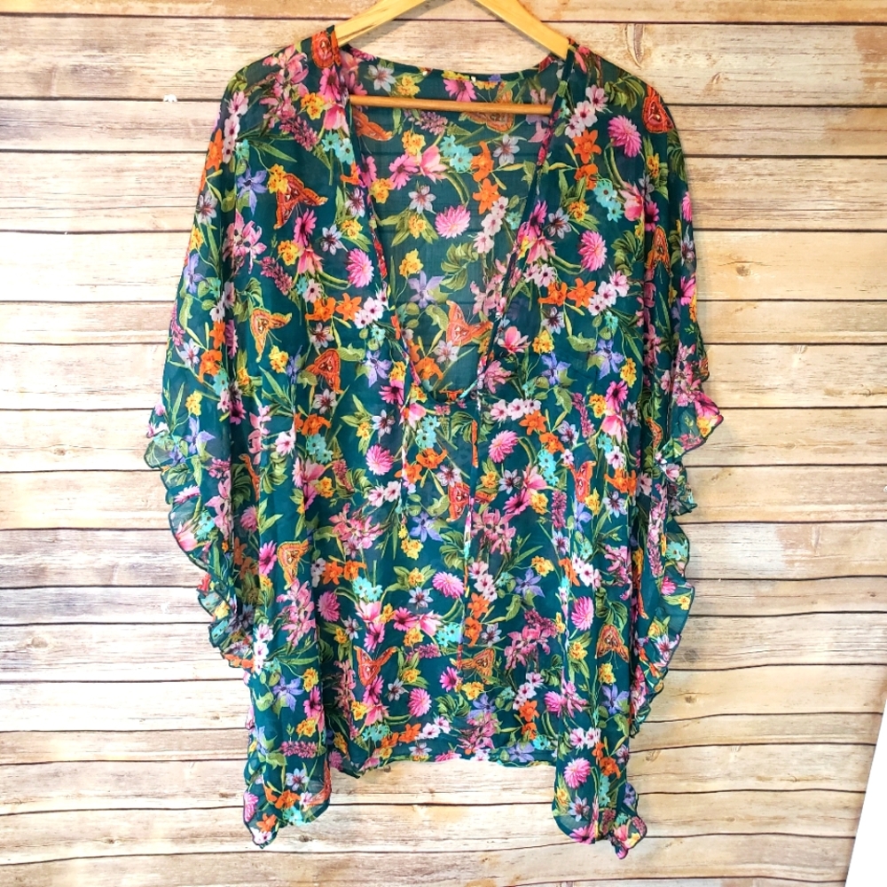 Floral Garden Green Swim Cover Size 1X